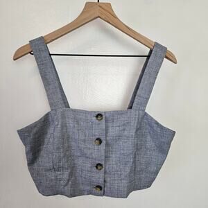 Banana Republic Factory Button Cropped‎ Tank 10 Grey